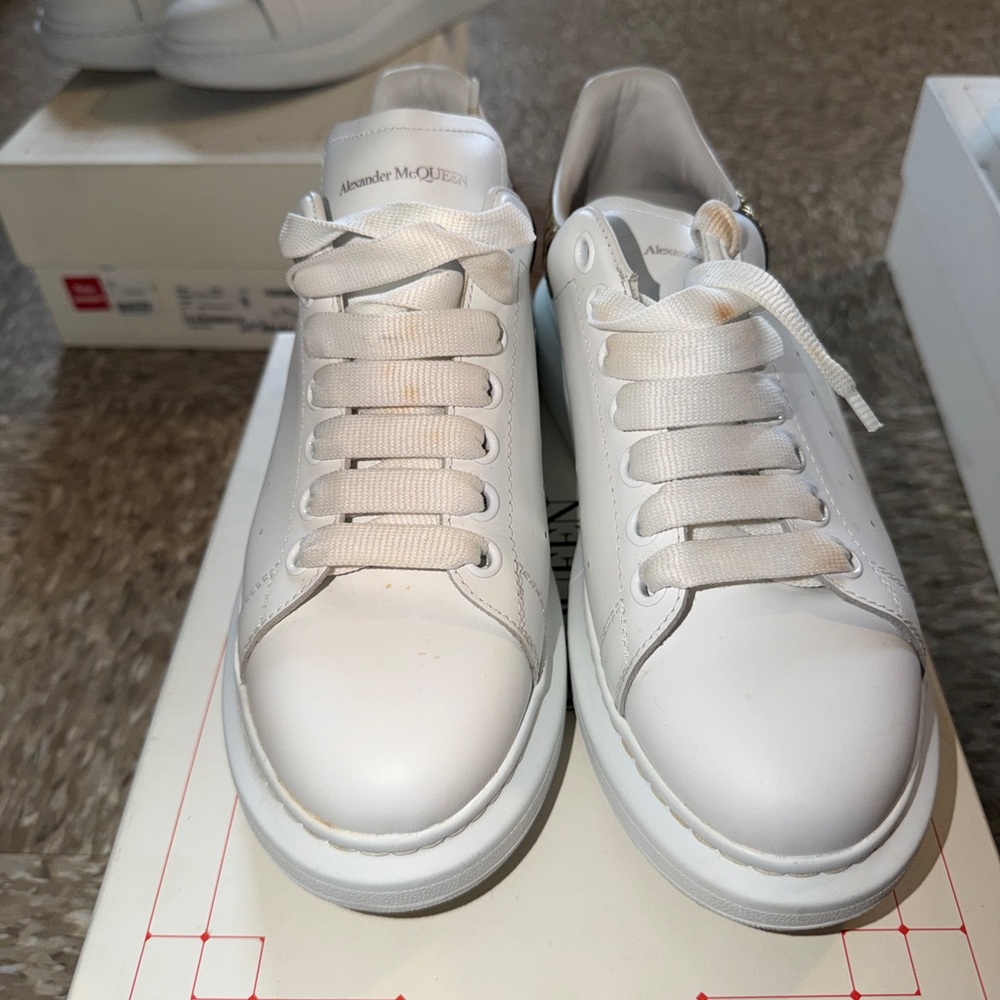Alexander McQueen Off-White Leather Platform Sneakers